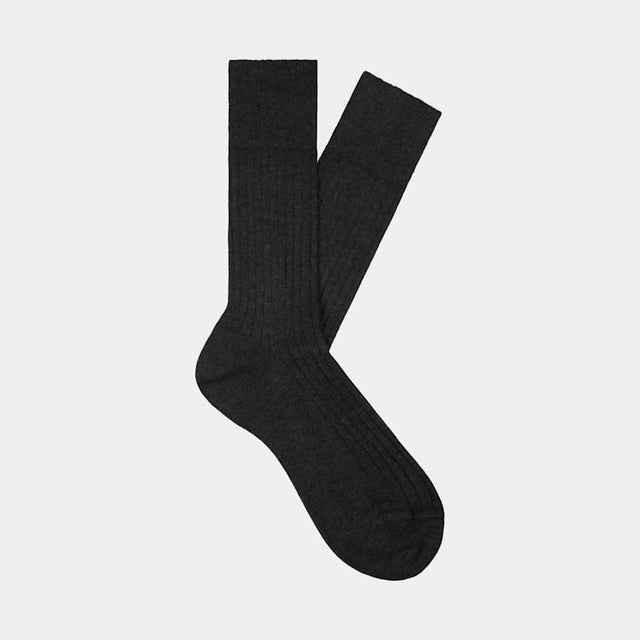 Dark Grey Ribbed Regular Socks