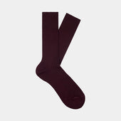 Dark Red Ribbed Regular Socks
