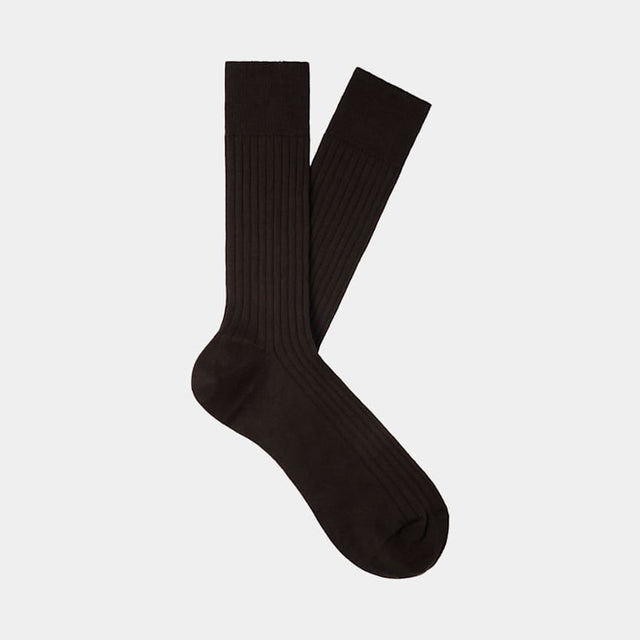 Dark Brown Ribbed Regular Socks