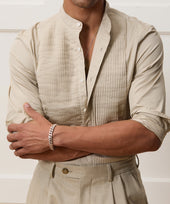 Italian Band Collar Popover Tuxedo Shirt