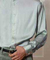 Italian Satin Band Collar Shirt