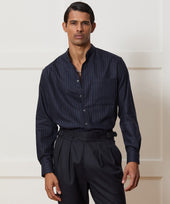Italian Wool-Cashmere Band Collar Shirt