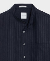 Italian Wool-Cashmere Band Collar Shirt