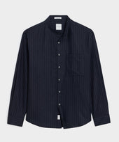 Italian Wool-Cashmere Band Collar Shirt