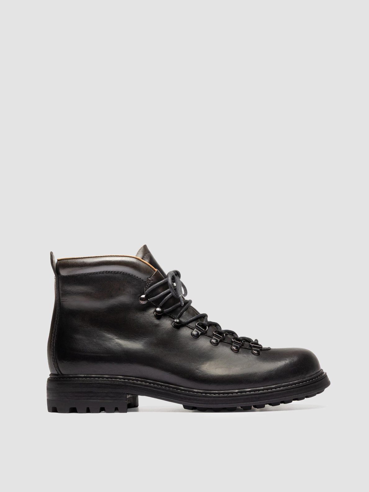 3164 07 Grey Leather Lace Up Boots