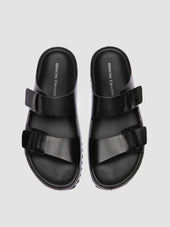 AGORÀ 010 - Black Leather Slide Sandals