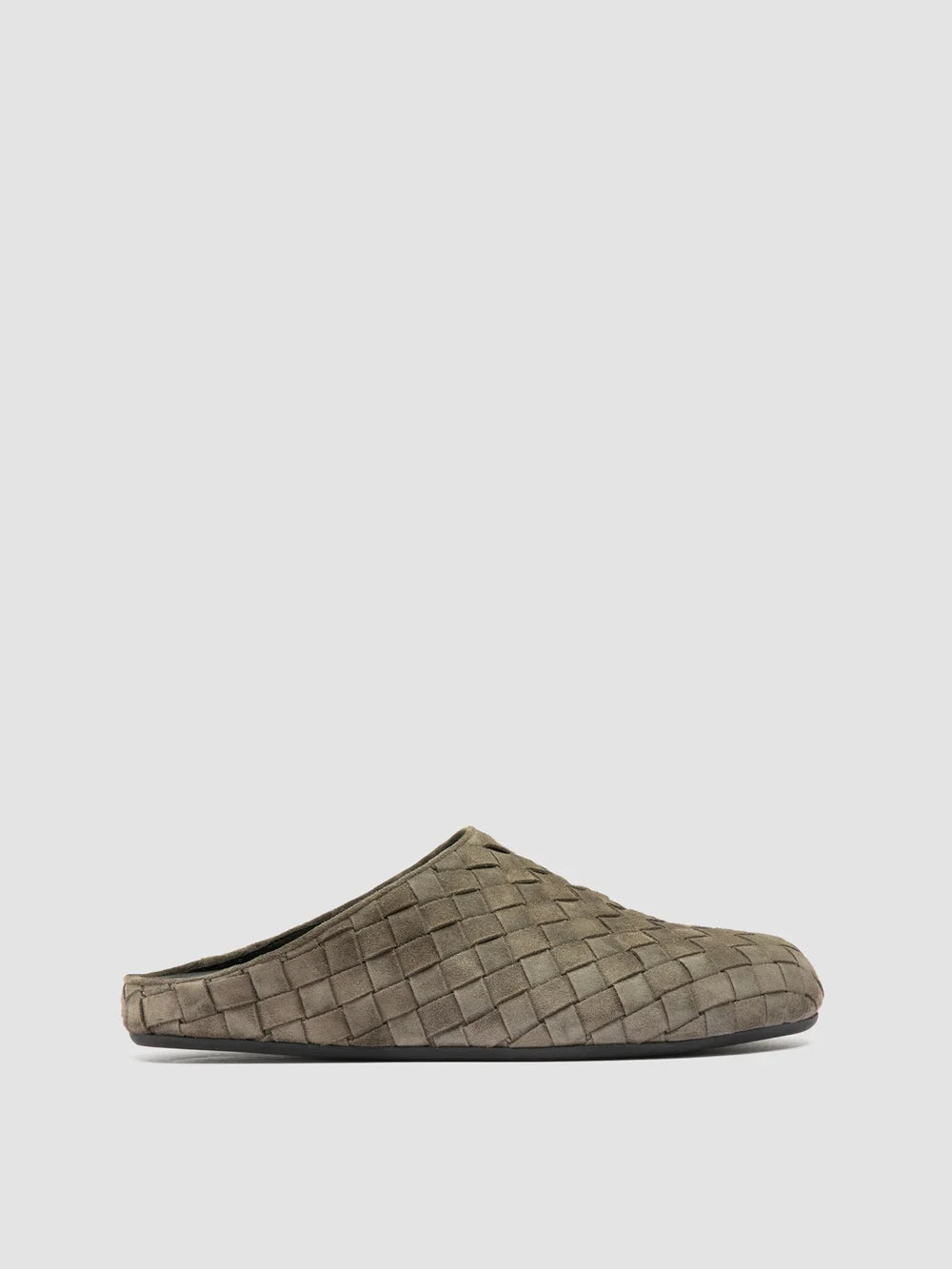 Babouche 005 Green Woven Leather Mule Sandals