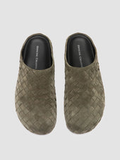 BABOUCHE 005 - Green Woven Leather Mule Sandals