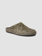 BABOUCHE 005 - Green Woven Leather Mule Sandals