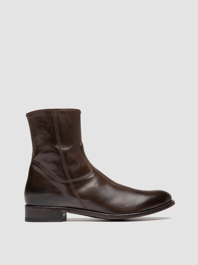 PAUL 002 - Brown Leather Zipped Boots