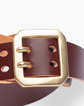 OGL Double Prong Garrison Buckle Leather Belt - Hand-Dyed Brown