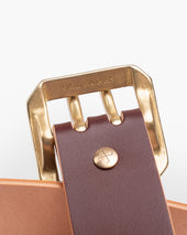 OGL Double Prong Garrison Buckle Leather Belt - Hand-Dyed Brown