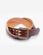 OGL Double Prong Garrison Buckle Leather Belt - Hand-Dyed Brown