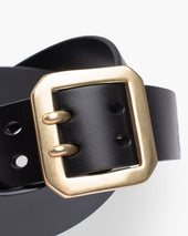 OGL Double Prong Garrison Buckle Leather Belt - Black