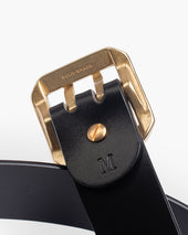 OGL Double Prong Garrison Buckle Leather Belt - Black