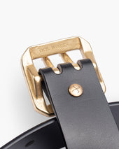 OGL Double Prong Garrison Buckle Leather Belt - Black