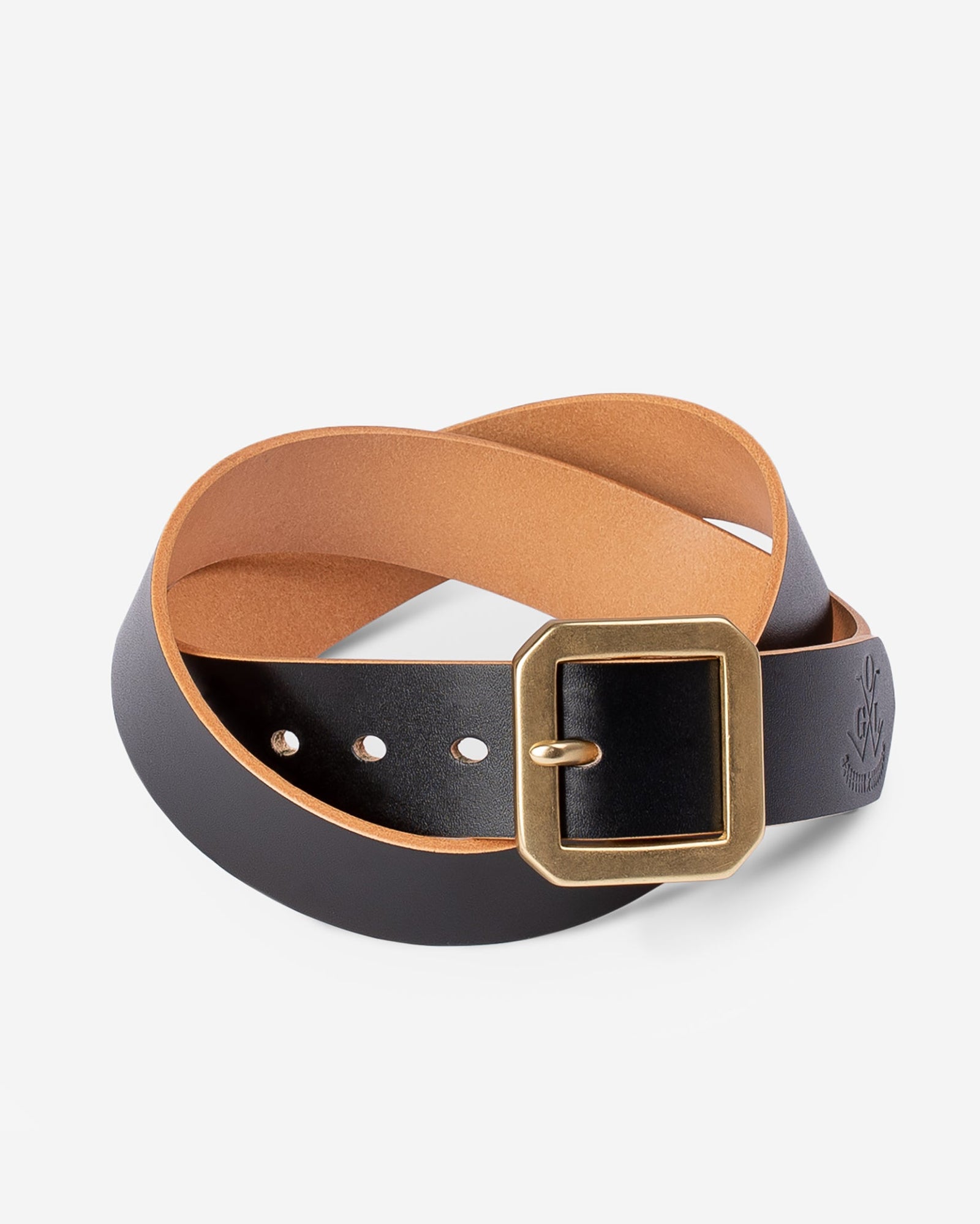 OGL Single Prong Garrison Buckle Leather Belt - Hand-Dyed Black