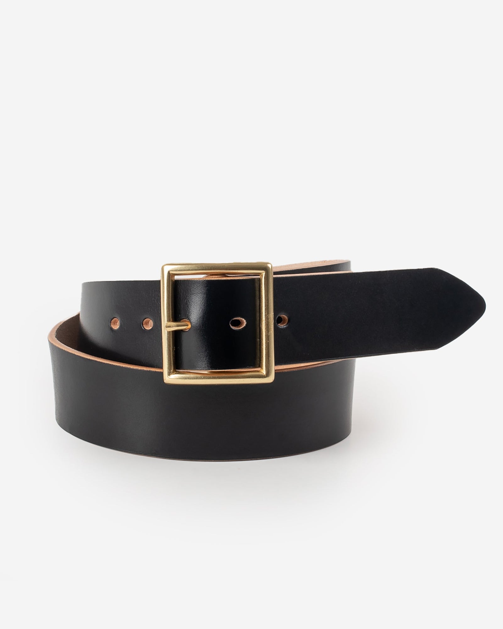 OGL Vintage Buckle Hand Dyed Leather Belt - Black
