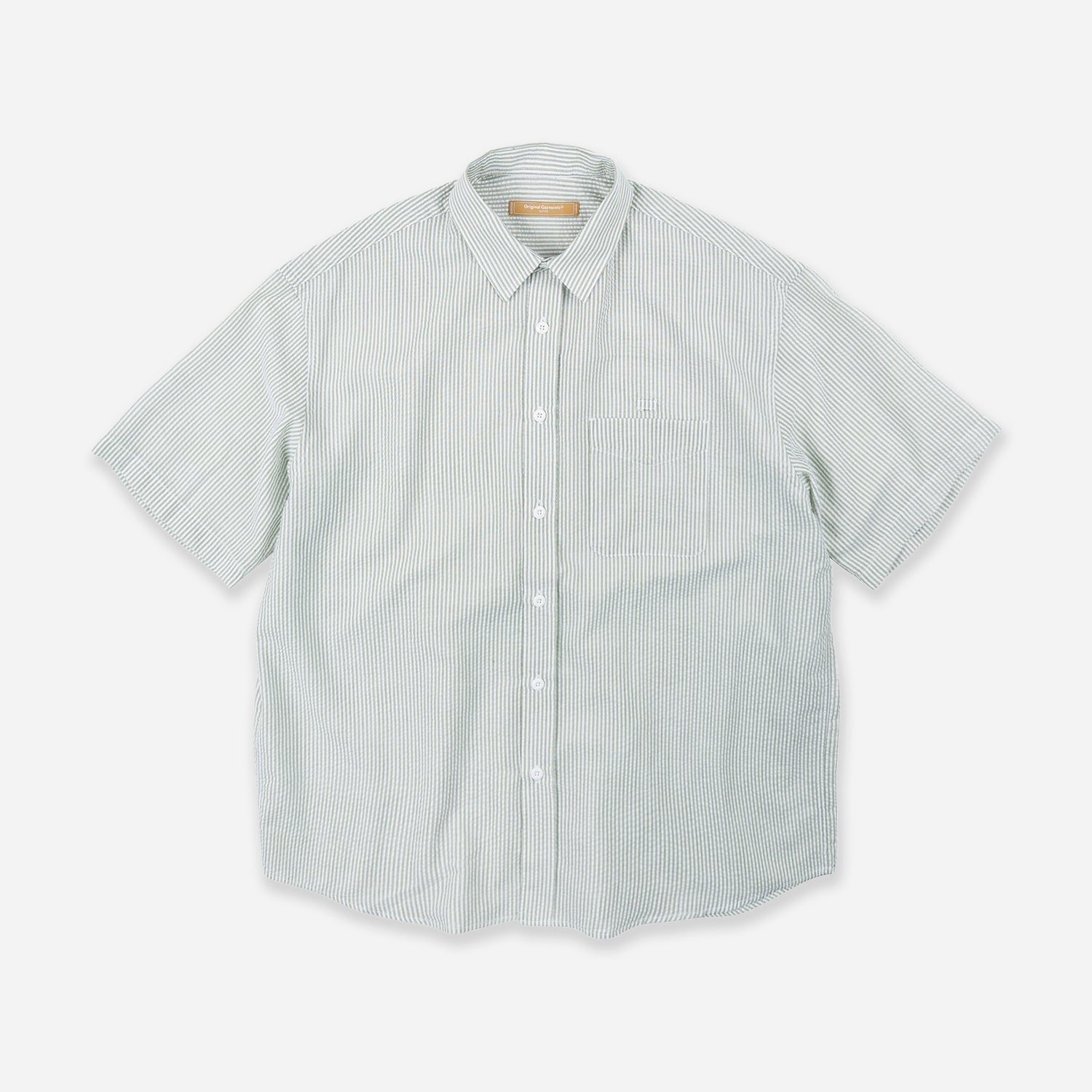 Og Stripe Seersucker Half Shirt Green