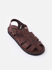 Organic Handloom Dark Brown Leather Gurkha