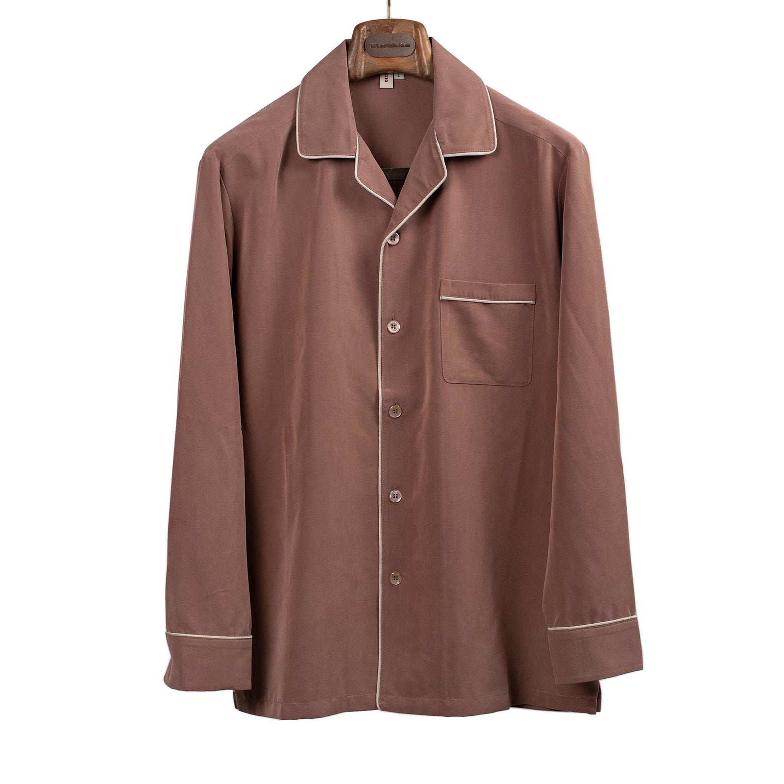 Ellen Piped Pajama Shirt In Rayon And Poly