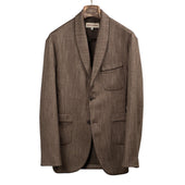 Padma Piped Smoking Jacket In Mix Wool Rayon And Poly
