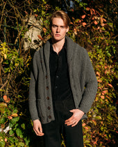 Superfine Lambswool Shawl Collar Cardigan In Grey M Lange
