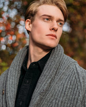 Superfine Lambswool Shawl Collar Cardigan In Grey M Lange