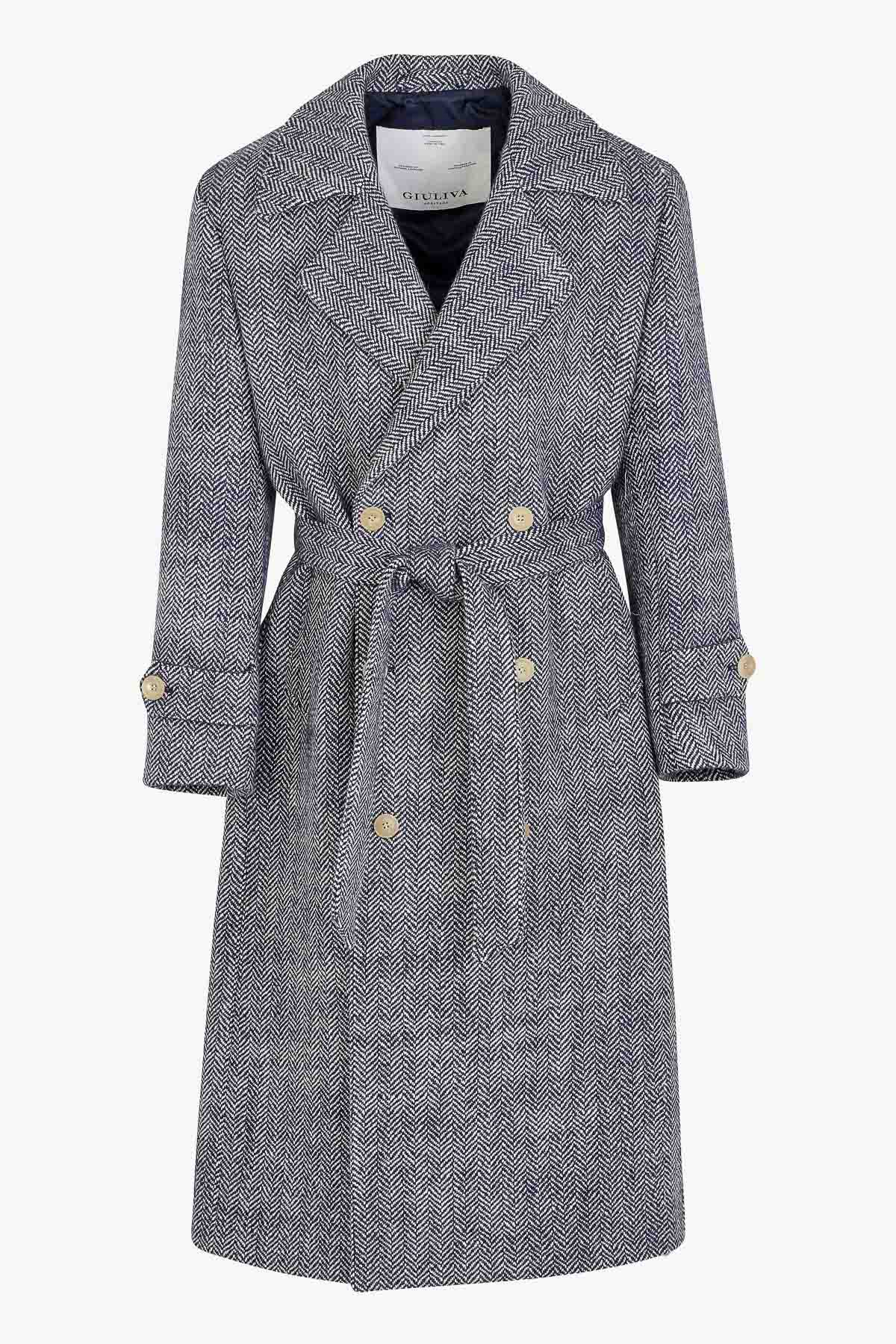 Jacques Trench Coat In Wool Herringbone