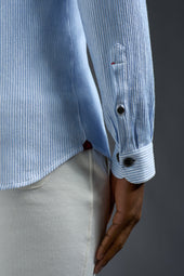 Cotton and Linen Jersey Seersucker Effect Two Pockets Overshirt