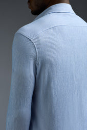 Cotton and Linen Jersey Seersucker Effect Two Pockets Overshirt
