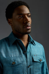 Wool Silk and Linen Four Pockets Overshirt