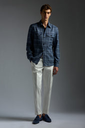 Silk Linen and Wool Donegal Four Pockets Overshirt
