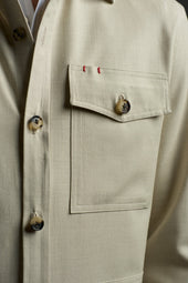 Comfort Denim Effect Wool Silk and Linen Four Pockets Overshirt