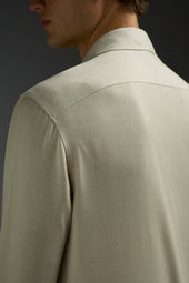 Comfort Denim Effect Wool Silk and Linen Four Pockets Overshirt