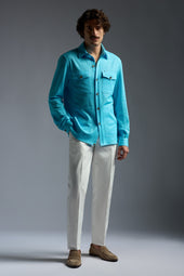 Comfort Cotton Linen Jersey Four Pockets Overshirt
