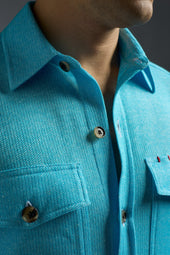 Comfort Cotton Linen Jersey Four Pockets Overshirt