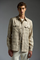 Natural Cashmere Linen Four Pockets Overshirt