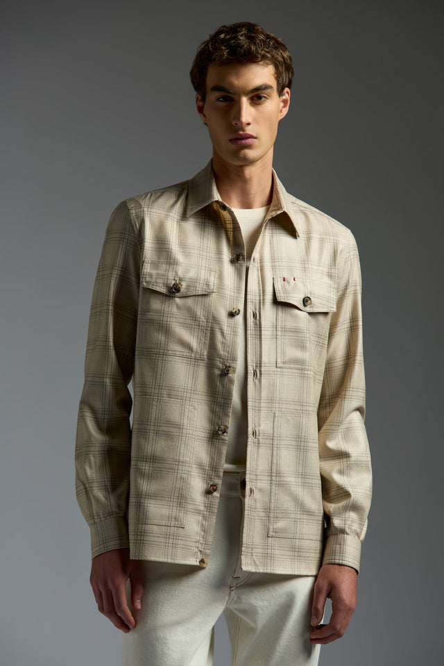 Natural Cashmere Linen Four Pockets Overshirt
