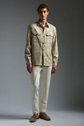 Natural Cashmere Linen Four Pockets Overshirt