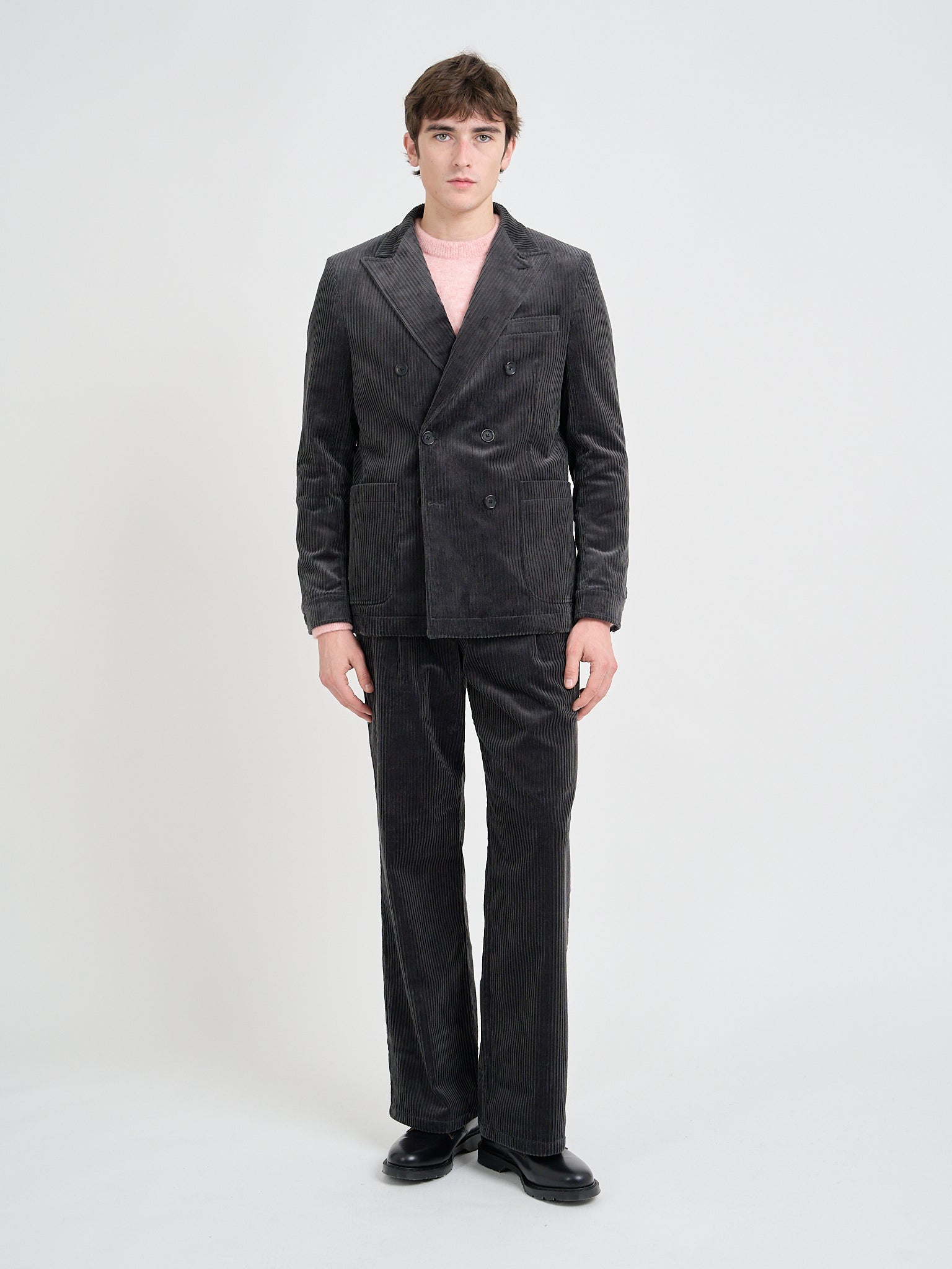 Deakin Cord Grey Double Breasted Suit