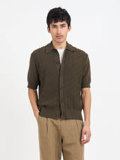 Short Sleeve Rossell Knitted Shirt Penrose Brown