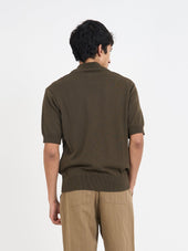 Short Sleeve Rossell Knitted Shirt Penrose Brown