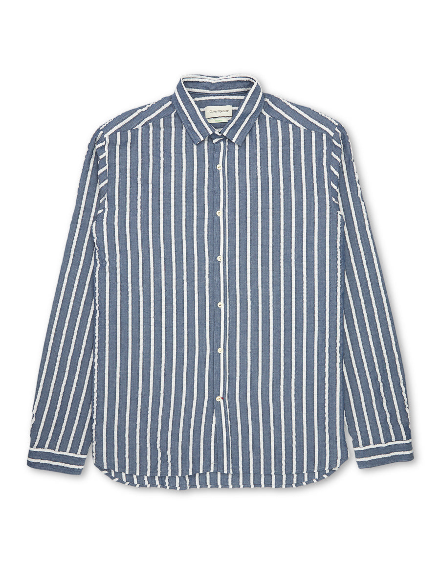 Clerkenwell Tab Shirt Pool Navy