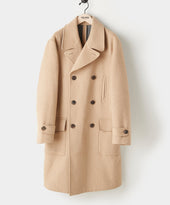 Italian Wool Double Breasted Officer Topcoat in Camel