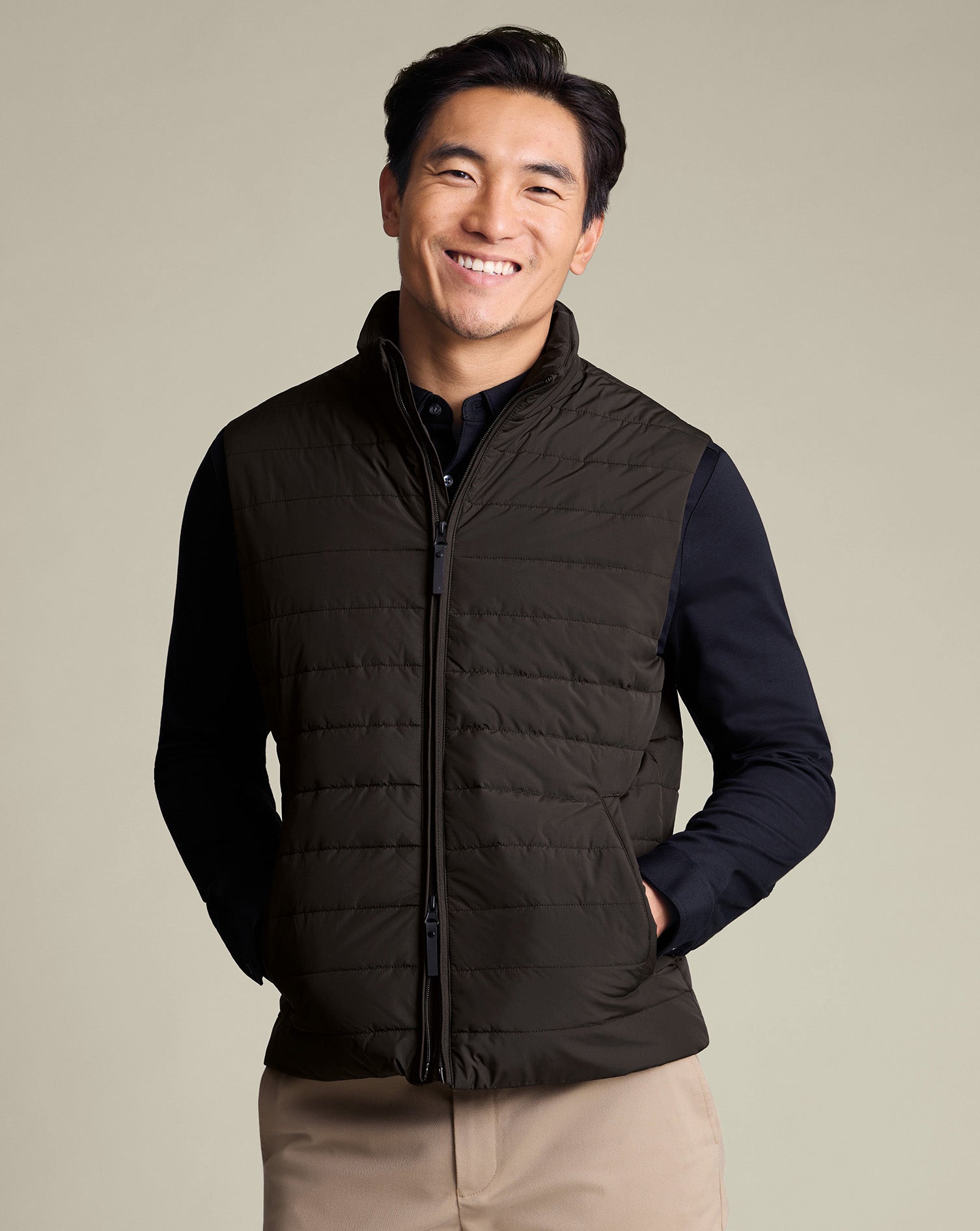 Lightweight Quilted Gilet Brown