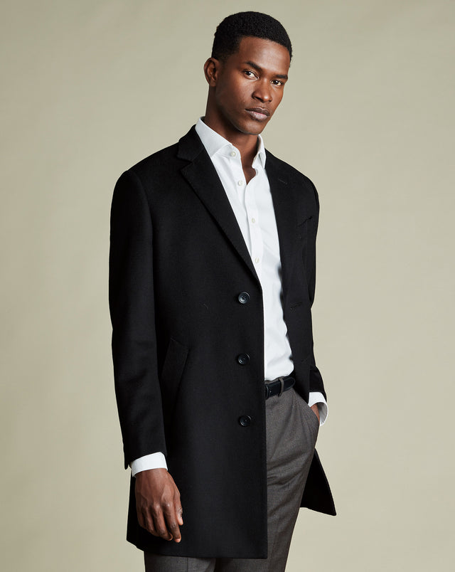 Pure Wool Overcoat - Black