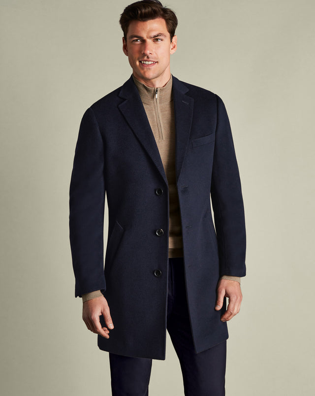Pure Wool Overcoat - Navy