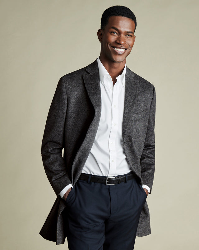 Pure Wool Overcoat - Charcoal