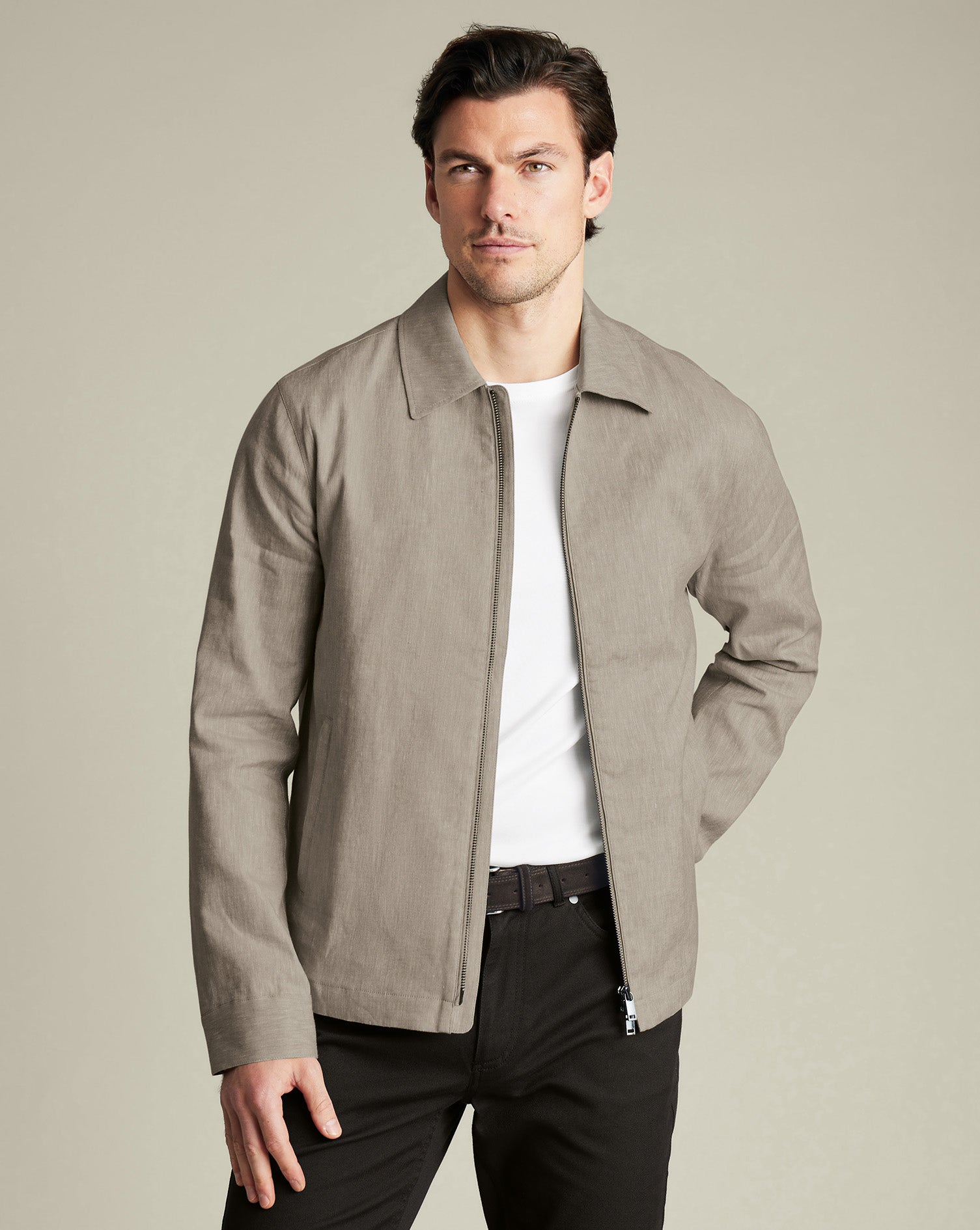 Linen Cotton Harrington Jacket Limestone